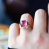 New In High Quality Exquisite Gentle Translucent Pink Crystal Rings for Women Palace and Romantic Weddings Elegant Jewelry Gift