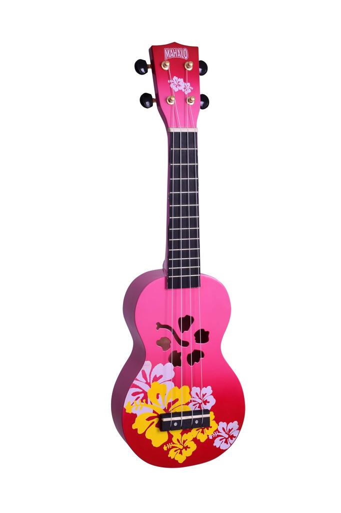 MAHALO UKULELE Designer Series Hibiscus Soprano MD1 HB Red Burst