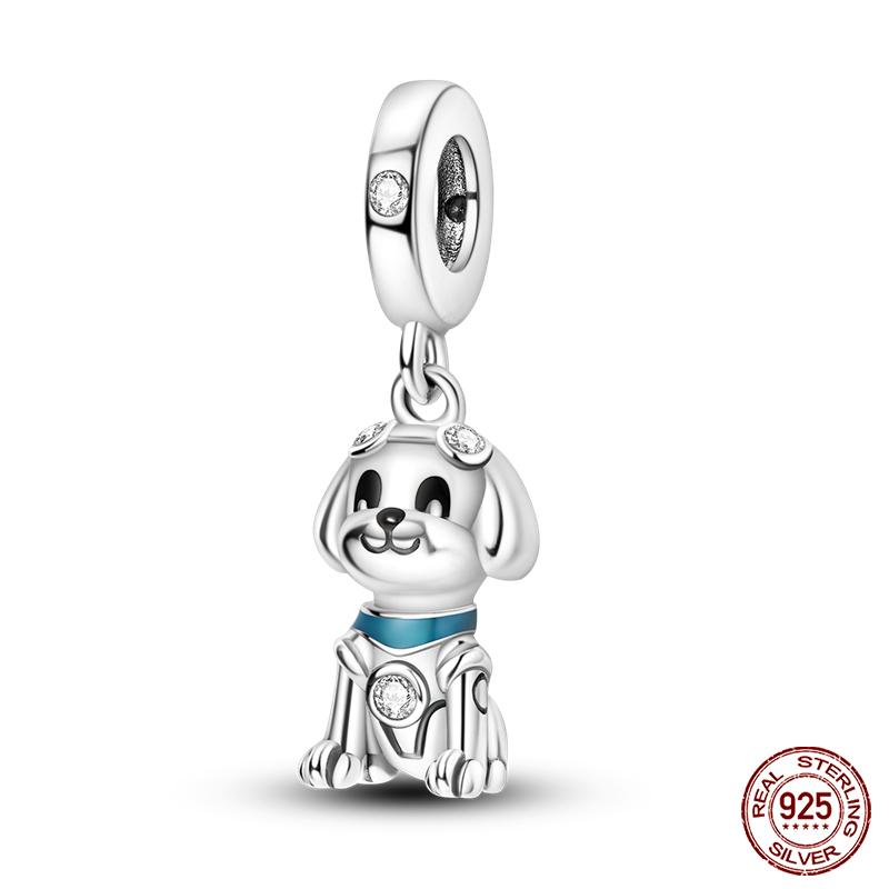 Real Copper Pink Rabbit Cat Dog Animal Charms Beads Fit Qikaola Original Bracelets Diy Birthday Jewelry Making