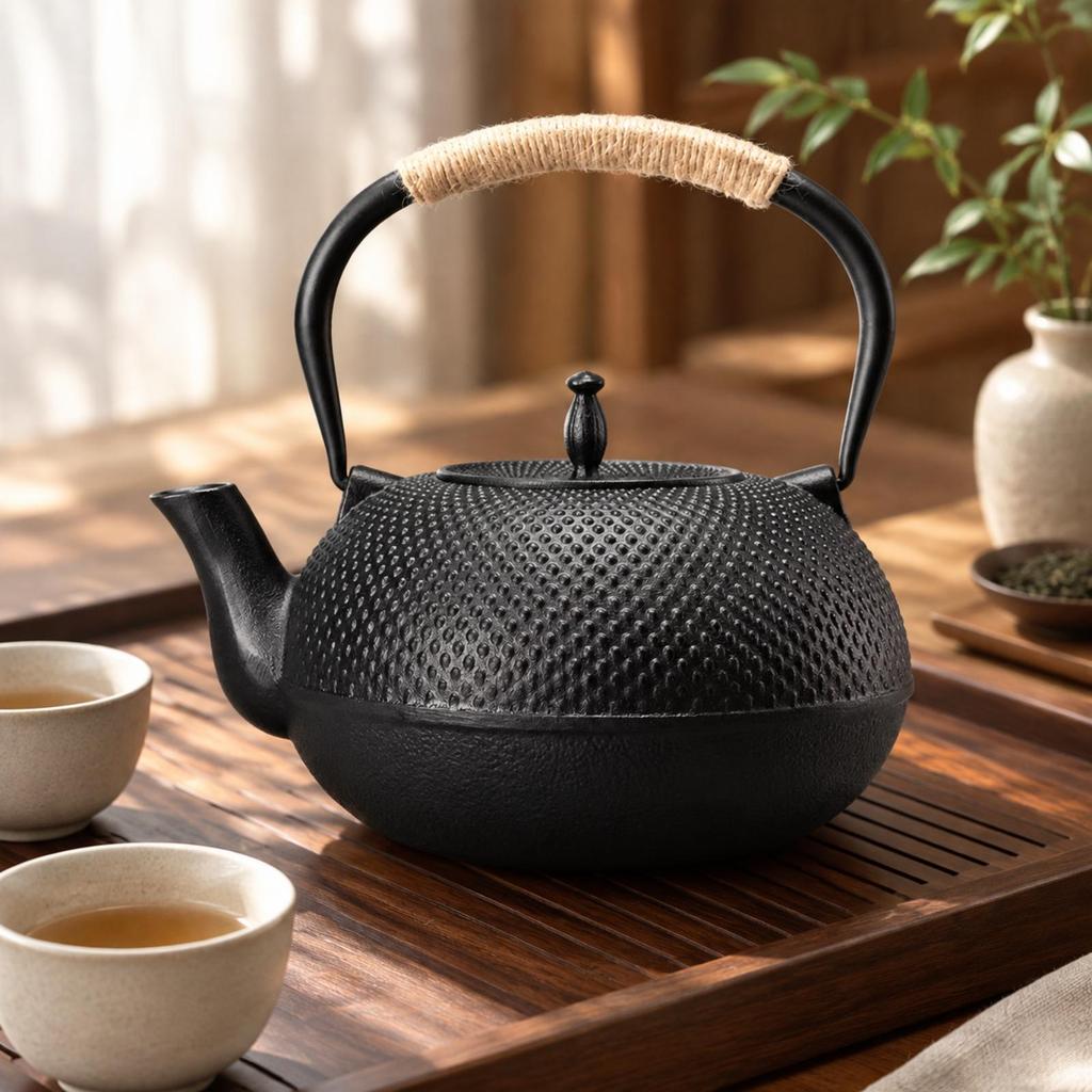 Enameled Cast-Iron Teapot Enamel Interior Textured Matte for