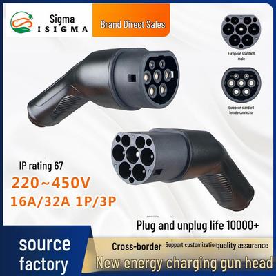 Universal Electric Vehicle Charging Gun: 16A/32A, Compatible with National, European, and American Standards