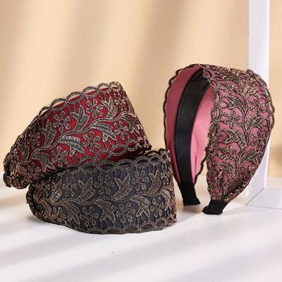 Flowers Lace Mesh Hair Band Wide Side Hollow Headwear Ins Women Lace Hairbands  Girls