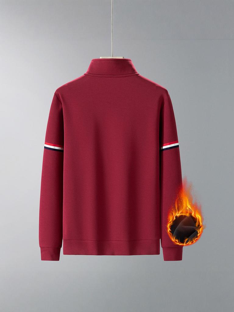 Men's Plus Size Retro Half-Zip Fleece Hoodie - Thick, Loose, Stand Collar for Spring, Autumn, Winter.