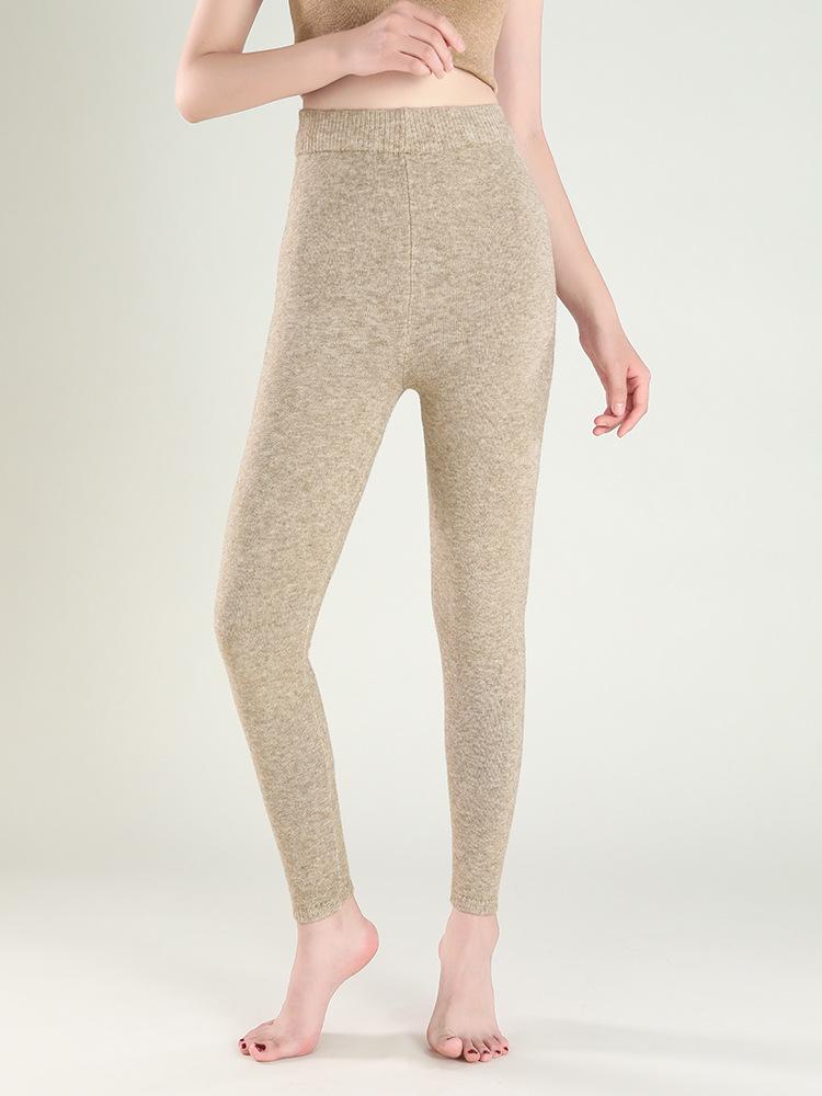 Women's Seamless Knit Leggings: Warm, Non-Wool, Thick, Four-Way Stretch Pants for Autumn and Winter.