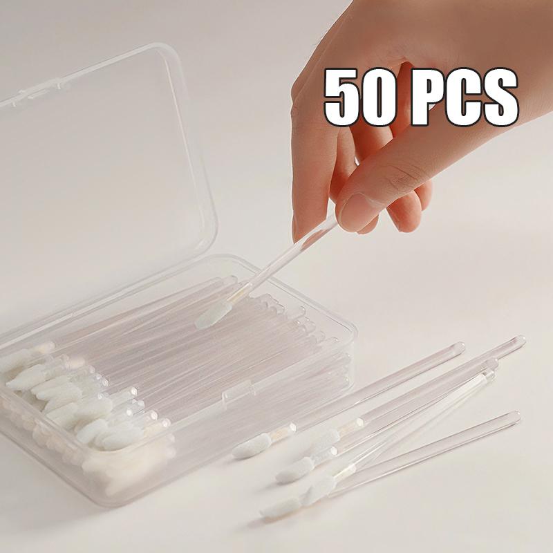 50/100 Pcs Disposable Lip Brushes Flocked Tip Makeup Brushes Portable Hygienic for Lip Gloss Foundation Concealer Lip Mask