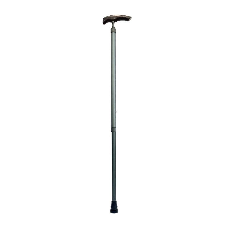 Elderly Support Walking Cane Aluminum Adjustable Trekking Stick With Wooden T-Handle Indoor Outdoor Use