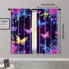 2pcs   Creative Curtains Modern Dream Luminous Blue Purple Butterfly Versatile Polyester Fabric (without rod) Decorations Outdoor