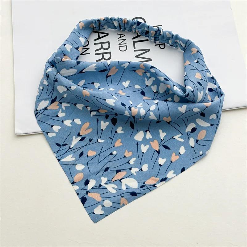 

Шарф для волос с цветочным принтом, бандана для женщин и девочек, пасторальная ретро-резинка, высокая эластичная треугольная повязка на голову, аксессуары для головных уборов, повязка на голову, шарф для волос