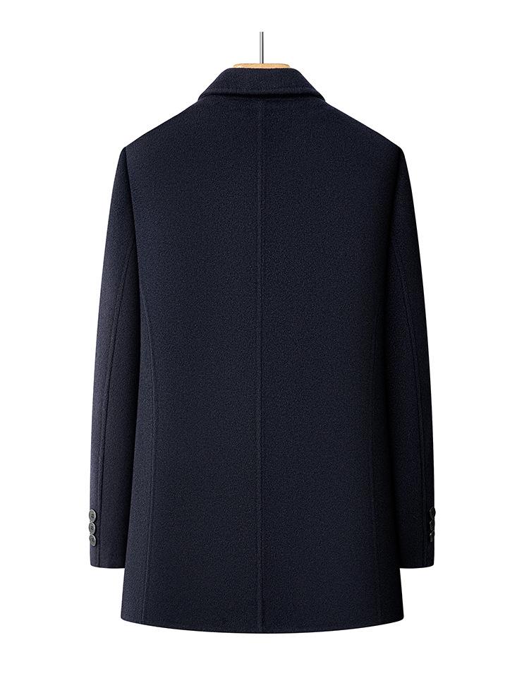 Men's Double-sided Mid-length Wool Coat with Lapel and Casual Down Liner
