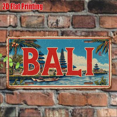 D Flatpc Vintage Metal Sign Outdoor Wall Art (xcm) BALI Aluminum Sign Vehicle Decor Home DecorTropical Island Decor