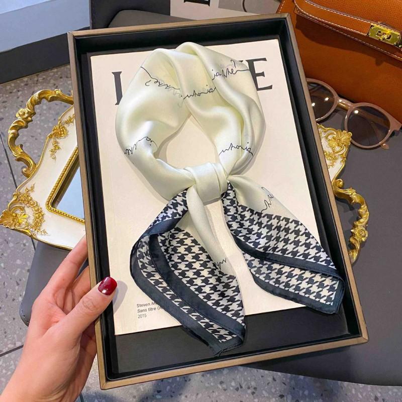 70cm Square Silk-Like Scarf Women Lightweight Fashion Accessory Office Chic Neck Wrap Stylish Print Design