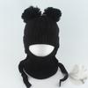 2Pcs/Set Children Winter Hat Scarf Set Plush Ball Decor Solid Color Plush Lining Knitting Hat Warm Neckerchief Set