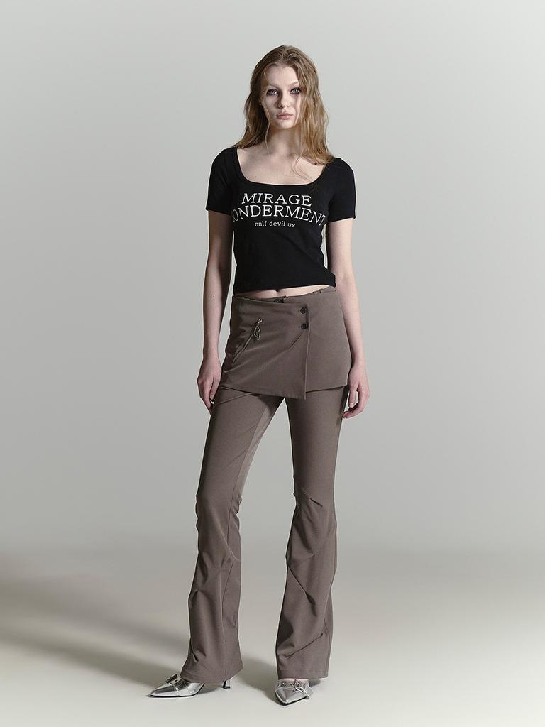 HALF DEVIL US [Customized] Layered Bootcut Pants_Walnut