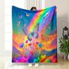 Colorful Butterflies and Rainbow Fantasy print blanket soft and cozy perfect for the living room bed sofa or a nap,gift