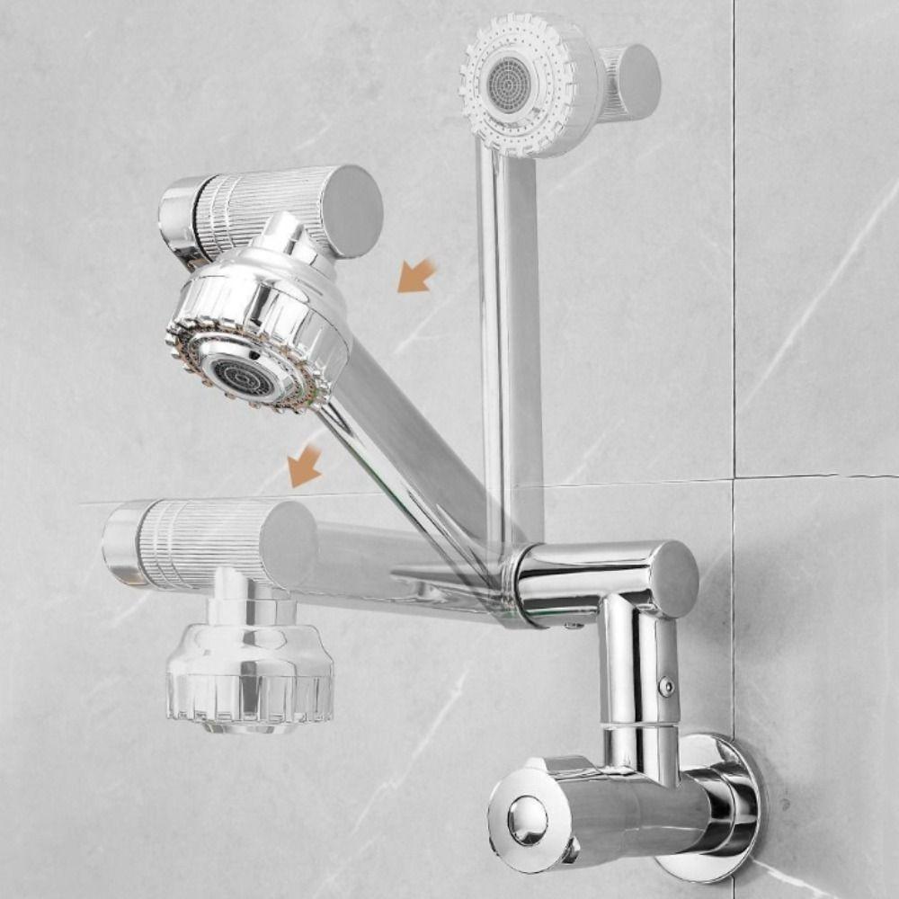 360° Rotation Wall Mounted Faucet Stainless Steel Bathroom Faucet  Washbasin Installation