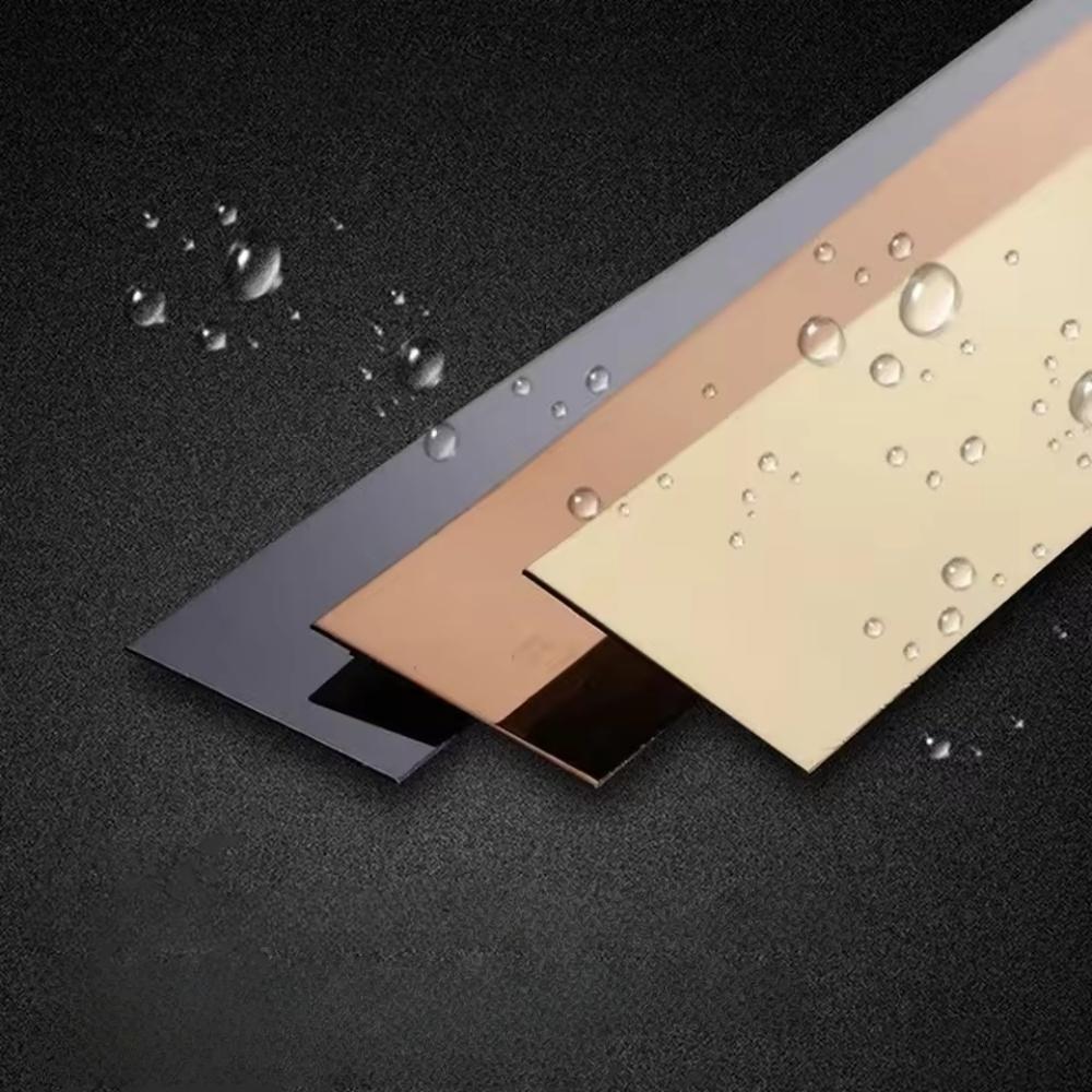 1pc 5m/196.85inMirror Self-adhesive Flat Decorative Lines Strip Stainless Steel Gold Wall Sticker Background Wall Ceiling