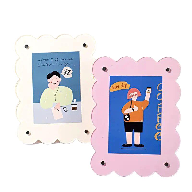 1PC Colored Photocard Holder Desk Decoration Wave Color Photo Frame 7-Inch Display Stand Nordic 23x17cm