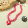 Chunky Beaded Choker, Colorful Acrylic Beads Necklace, Heart Pendant Choker for Women Summer Beach Vacation Jewelry