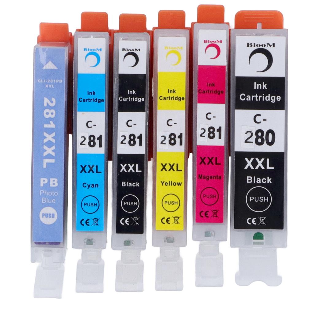 Ink Cartridge 280 281 Smooth Output Cartridge Combo Pack Replacement for PIXMA TS702 TR7520 6 Colors BK BK C M Y PB