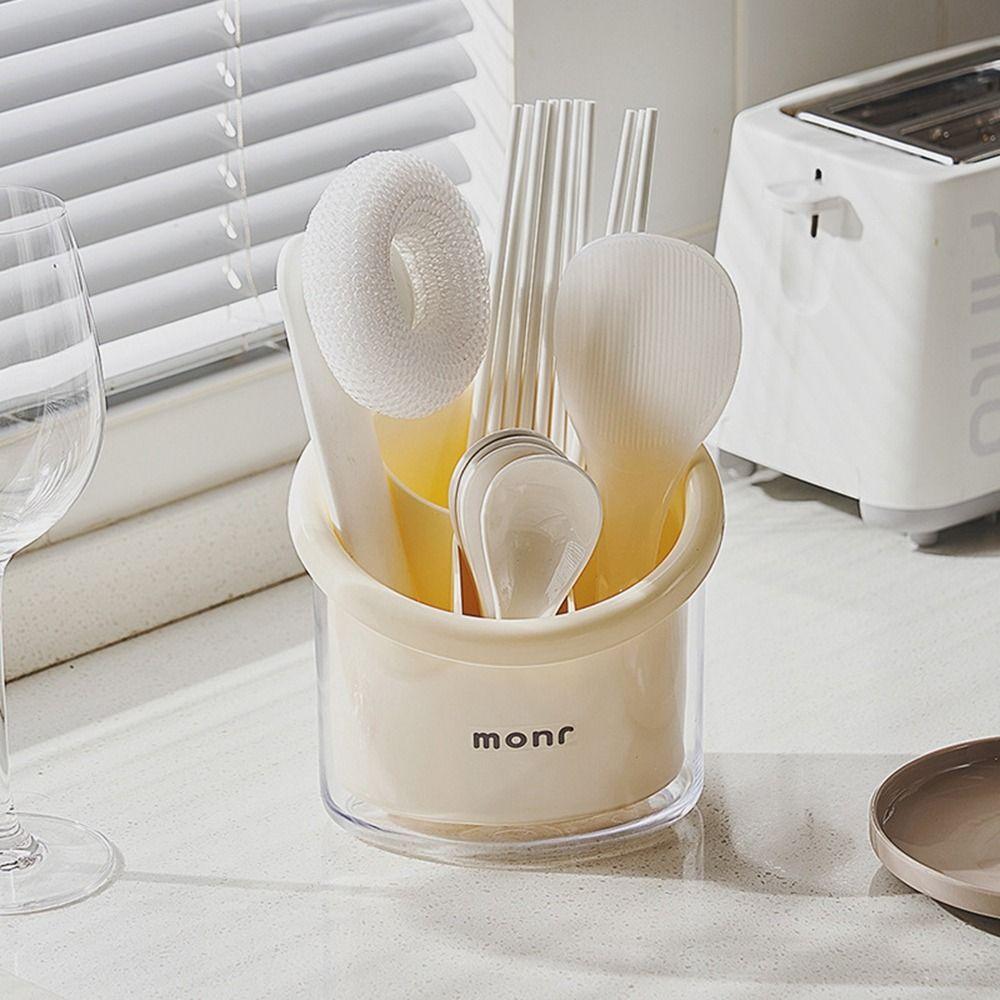 

Multi-grid Chopstick Spoon Storage Holder Cream Style Pen Holder Tableware Organizer for Home