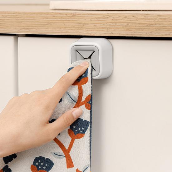 Cabinet Door Hanging Towel Hook Heavy Duty Kitchen Rag Dish Towel Hanger No Drill Bathroom Push Hand Towel Holder