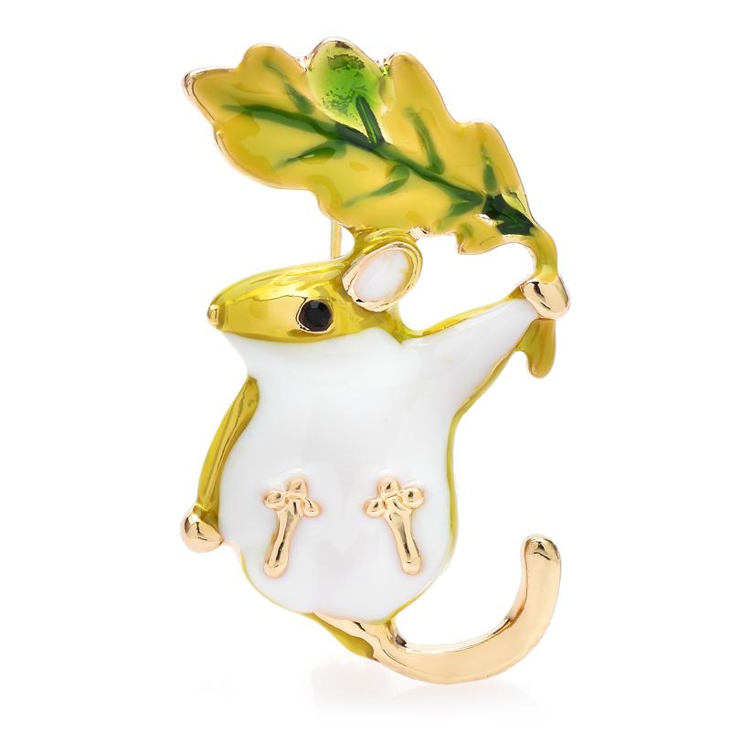 

Wuli & baby Hand Up The Leaf Mouse Броши для женщин Эмаль унисекс Симпатичная крыса Хомяк Домашние животные Вечеринка Повседневная Брошь Булавка Подарки