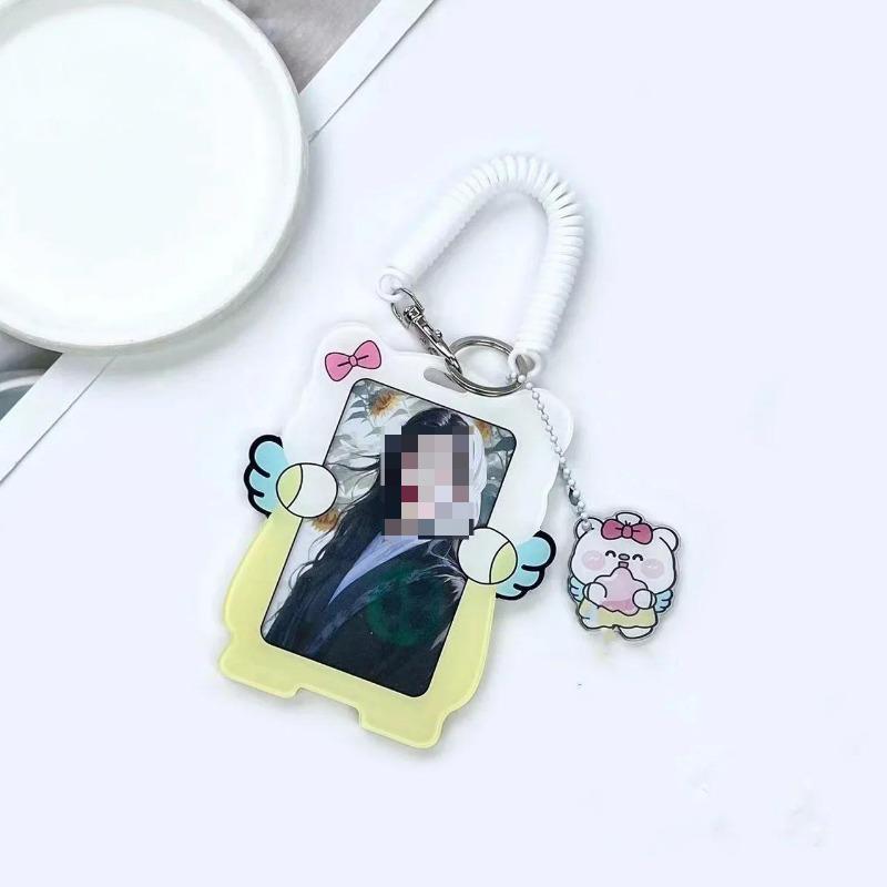 Chic Idol Photo Card Holder with Lanyard SweetHeart Style Family Friend Photo Card Cover Case ID Bus Card Protector