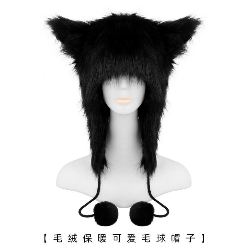 Warm Fuzzy Tribal Hat With Cat Ears Ear Flaps Winter Wool Blend Adults Kids