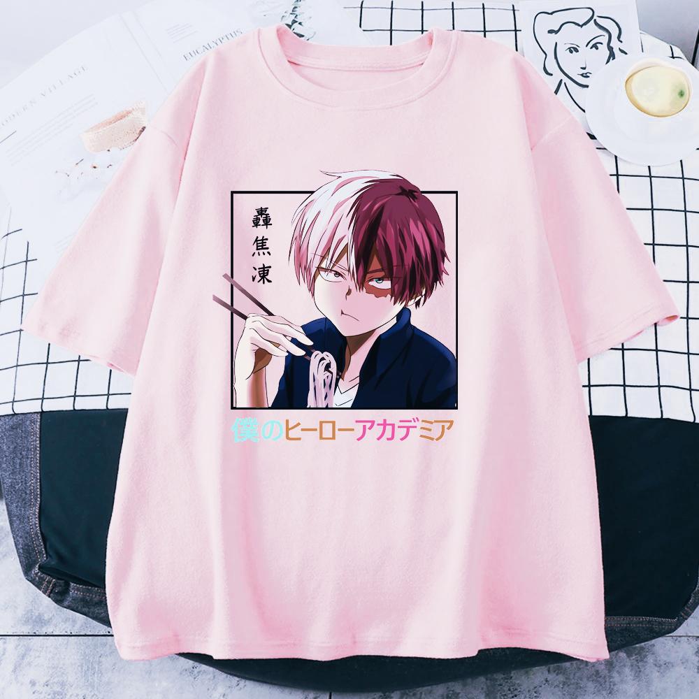 

Новая мужская и женская футболка с принтом Тодороки Шото, летняя аниме-футболка Харадзюку свободного кроя, топы, мужские футболки One Piece 4XL