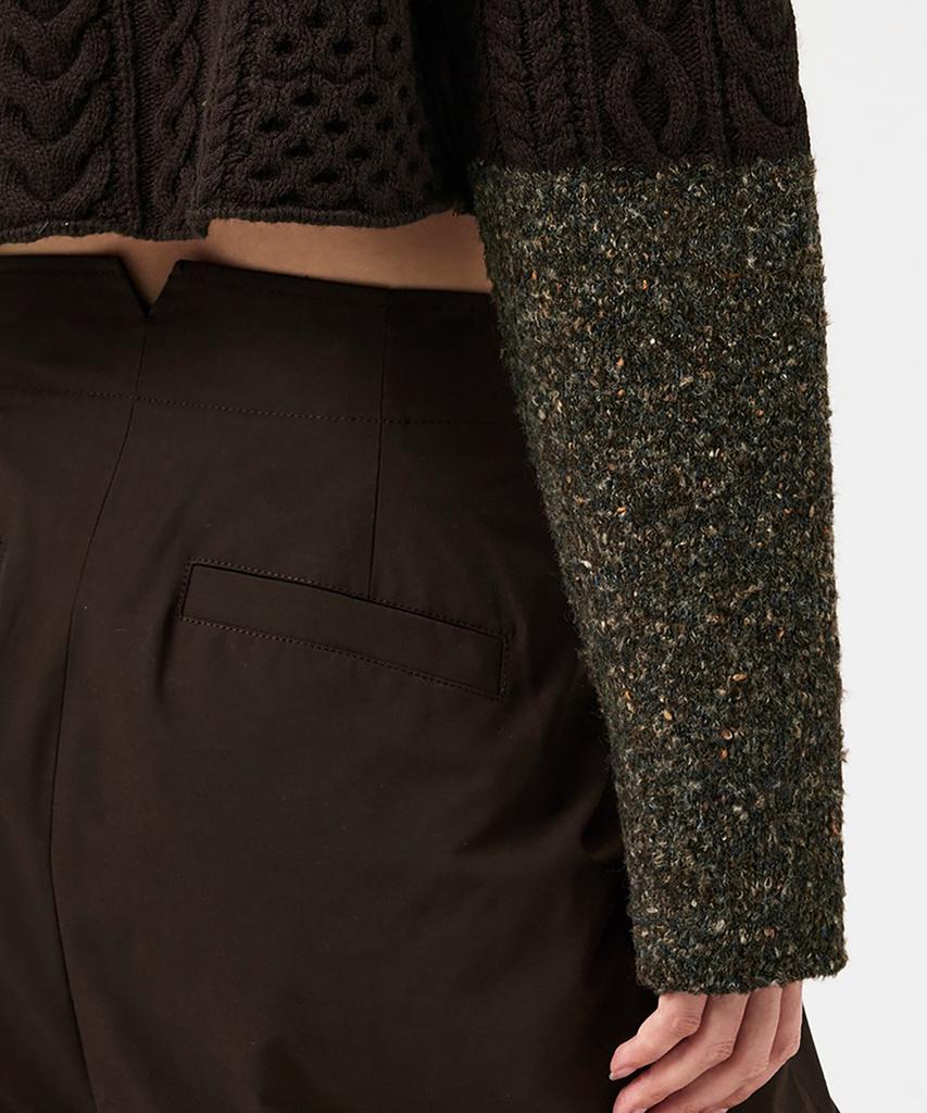 Seutyudiotomboiegseu (W) Cropped Cable Knit Pullover Brown