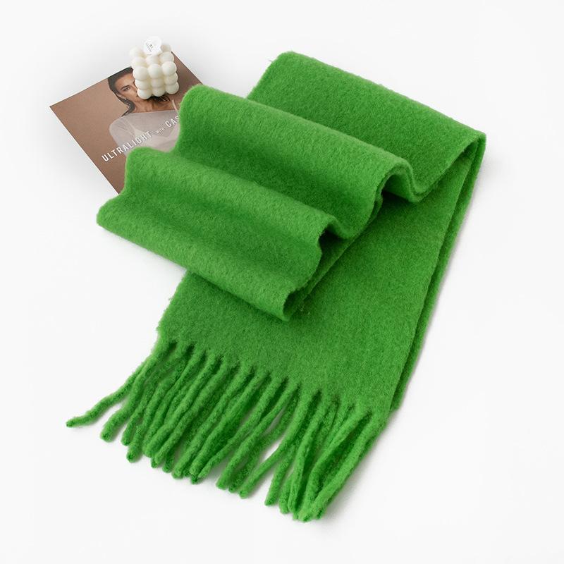 Iceland Blue Wool Scarf Autumn and Winter Solid Color Versatile Cashmere Feel Scarf for Men and Women Thickened Warm Scarf