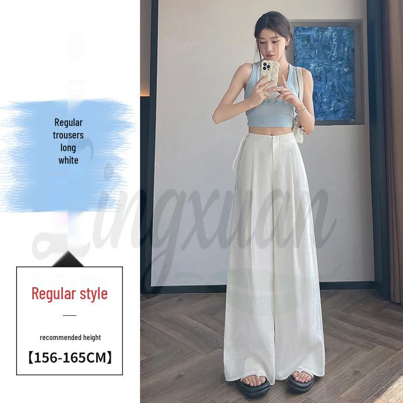 2026 Tencel Linen High-Waisted Wide-Leg Pants - Women s Sun-Protective, Ice Silk, Yamamoto Design XL