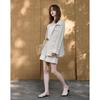 Demana Linen Blend Stand Collar Drawstring Waist Jacket