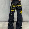 Herren Schwarze Retro Locker Geschnittene Gerade Bein Jeans Hoher Bund Breite Lässige Jeans