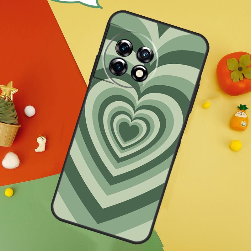 Sage Green Coffee Love Heart Latte Case For OnePlus 9 10 Pro 11 12 13 15 13T 13R 12R 10T 8T Nord 5 CE 2 3 4 Lite N20 N30 Cover