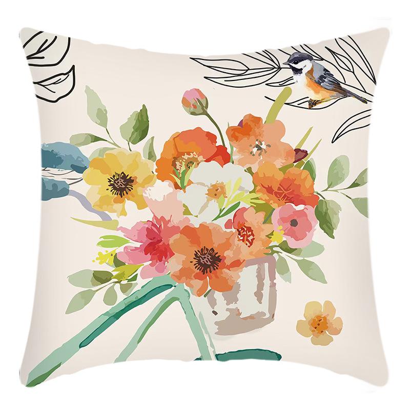 New Green Plants, Flowers and Plants Printed Letters Printed Pillowcases, Home Sofa Cushion Covers