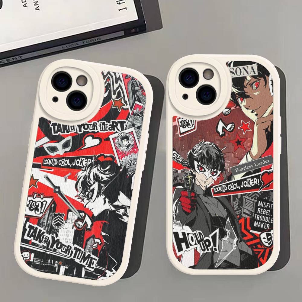 Persona 5 For iPhone 16 15 14 13 12 11 Pro Max Plus Shockproof Leather Soft Phone Cover