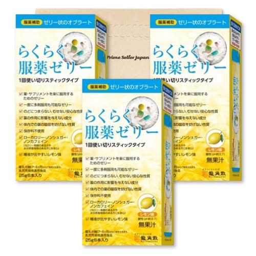 Ryukakusan Easy-to-Swallow Jelly Sticks, Lemon Flavor (25g X 6 Sticks) X 3 Boxes (PSJBOX) Low-calorie, Sugar-free, Caffeine-free Medication Jelly Stic