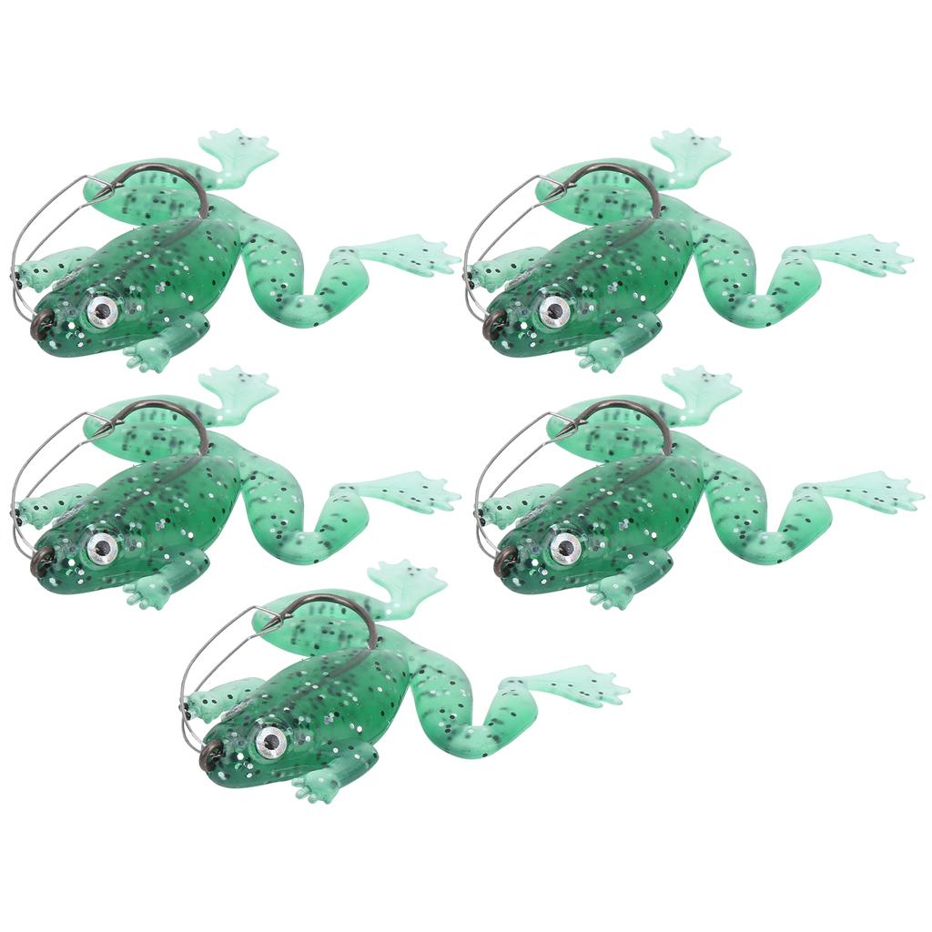 5Pcs Artificial Simulation Transparent Green Single Hook Soft Lure Bait Antihanging