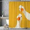 Schattig Eendenkoppel Douchegordijn Waterdicht Makkelijk Schoon Te Maken Privacy Bescherming Print Gele Achtergrond Cartoon Dier Ontwerp Leuk