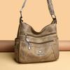 Simple texture soft leather women's bag multi-functional shoulder bag Kangaroo messenger bag women's large-capacity multi-layer handbag