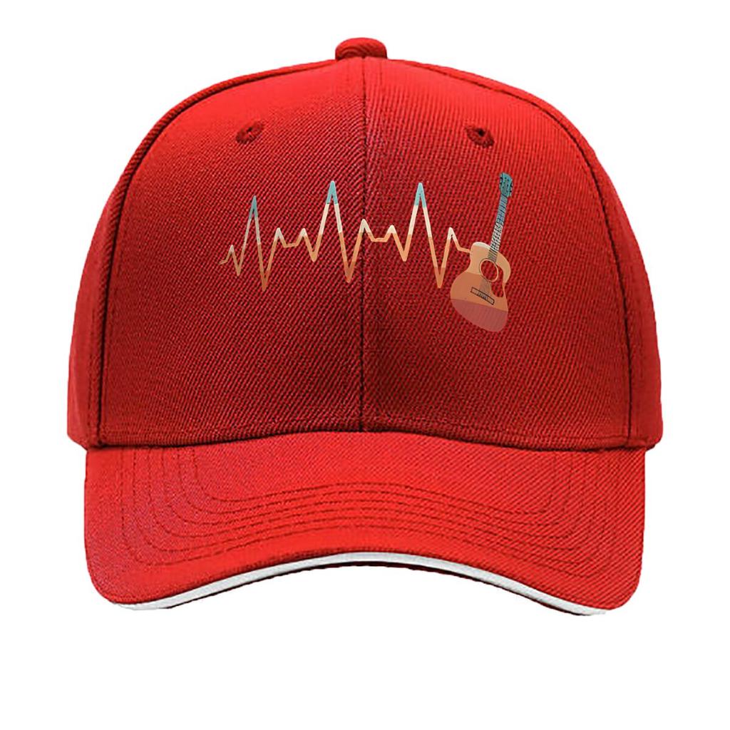 Melodic Heartbeat Guitar Waveform Mashup Design Sandwich Baseball Cap For WoUnisexs Unisex FeUnisex Beach Dad Hat