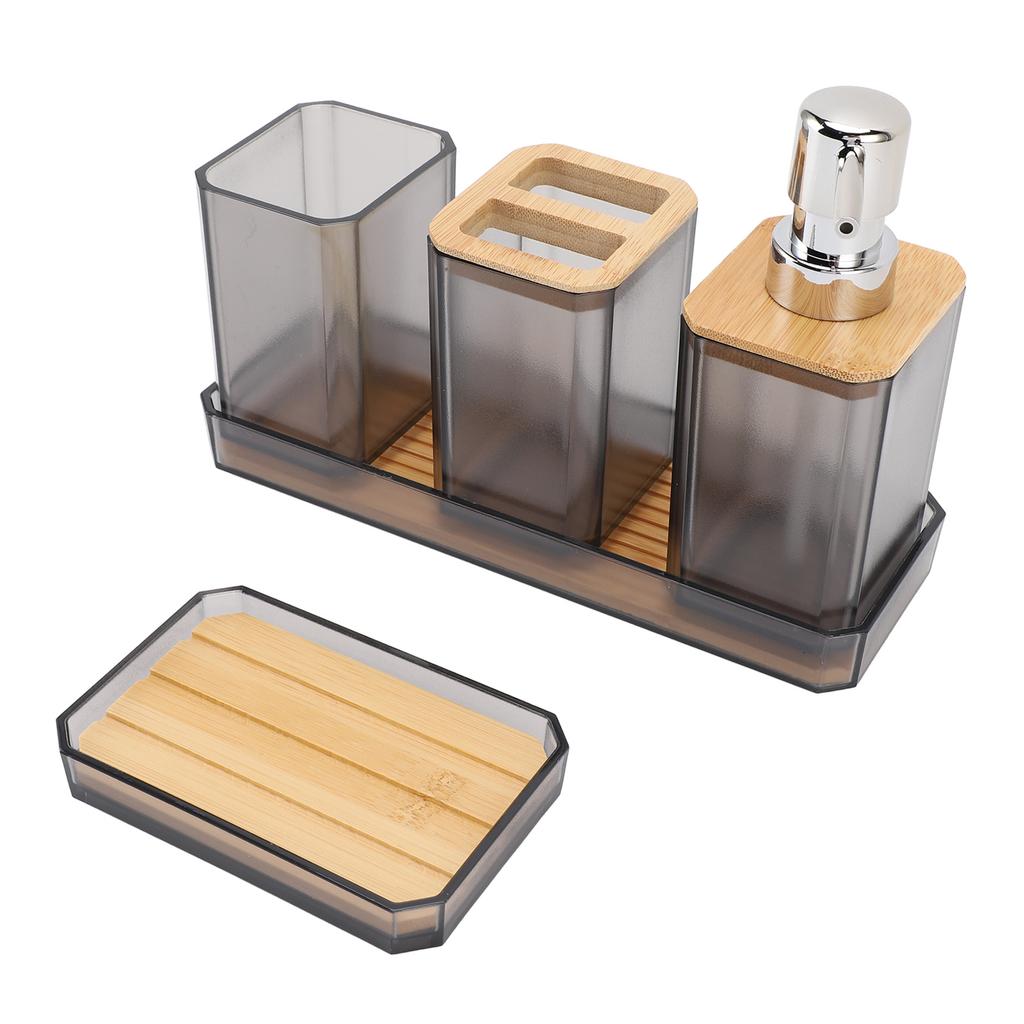 Bathroom Accessories Set Bath Ensemble Set with Toothbrush Holder Cup Lotion Bottles Soap Dish Tray