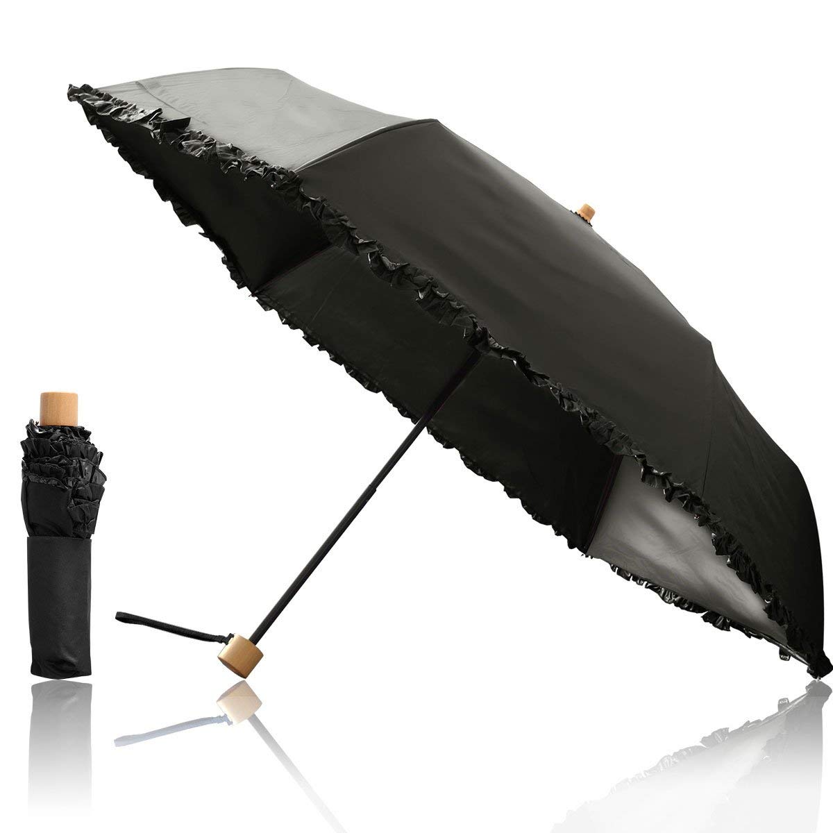 

FIELDOOR Зонт от солнца с полным затенением, короткий зонт, 50 см спицы, защита от УФ-лучей, защита от УФ-лучей, теплоотражающий, сезон дождей, внезапные ливни, моросящий дождь