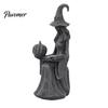 Artistic Resin Crafts Halloween Witch Statue, Gothic Figurine with Pumpkin And Book, Matte Black Themed Gifts Sculpture, Mantel Shelf Desk Decor,