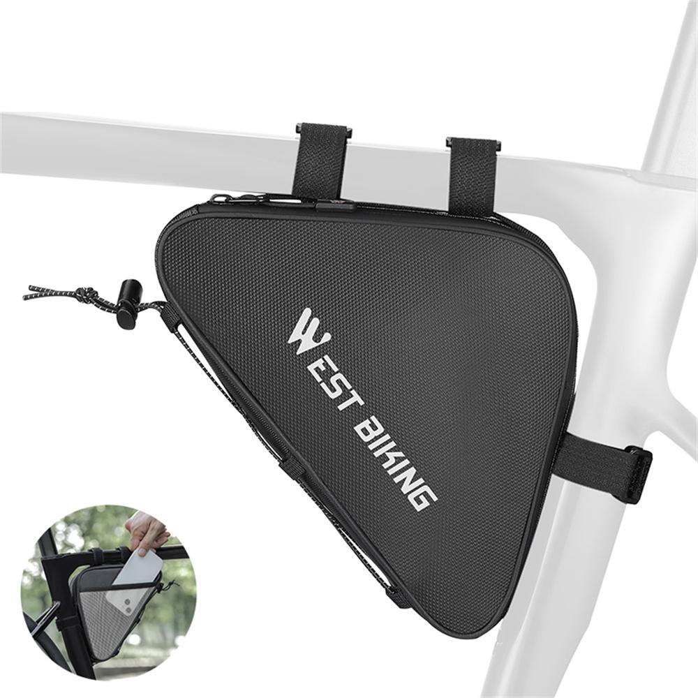 

WEST BIKING YP0707387 Bike Triangle Frame Bag Leather Film Strap-On Tube Storage Bag A