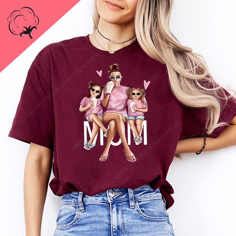 

Mothers Day Gift Womens Casual Fashion TShirt Heartfelt MOM Graphic Print Short Sleeve Cotton Round Neck T Shirts 4XL