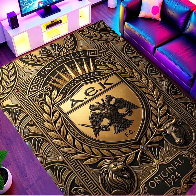 AEK Athens FC Print Rug, Washable Floor Carpet, For Entryway Dorm Laundry Room Office Study, Home Decor Birthday Christmas Gift