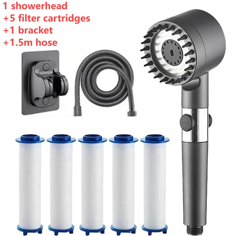 High Pressurized Filter Shower Head 3-Mode Adjustable Shower Spray Massage Rain Faucet Shower Set Bathroom for Accessory