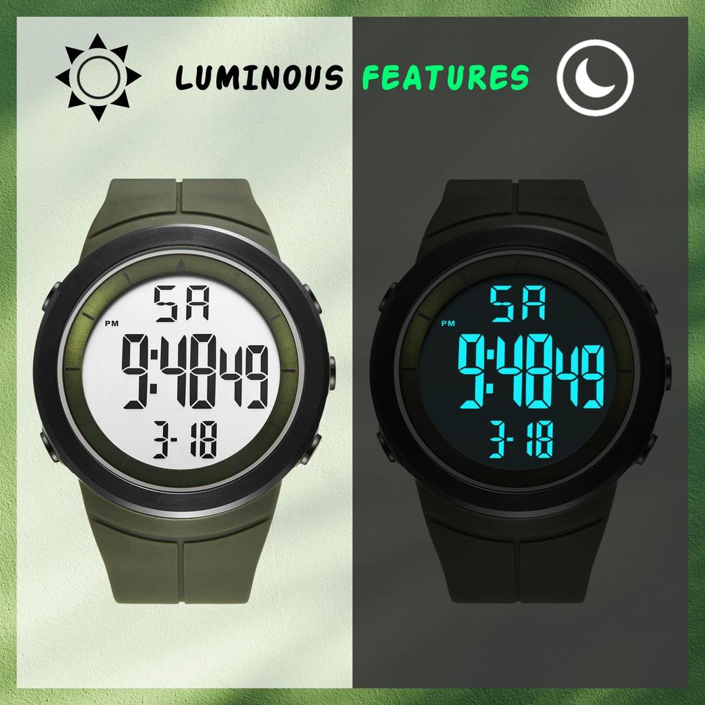 Electronic Quartz Digital Silicone Sports Watch with LED 3ATM Water Elastic Stylish Casual Fashion Accessory Perfect Gift for or Your Boyfriend Men's